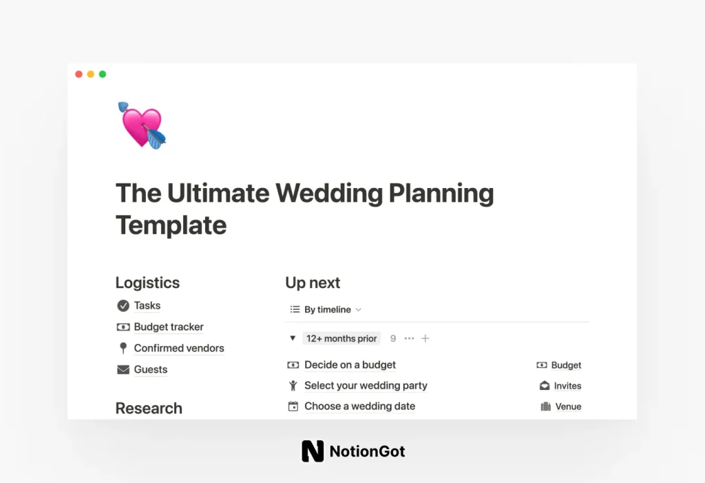 The ultimate wedding planning template