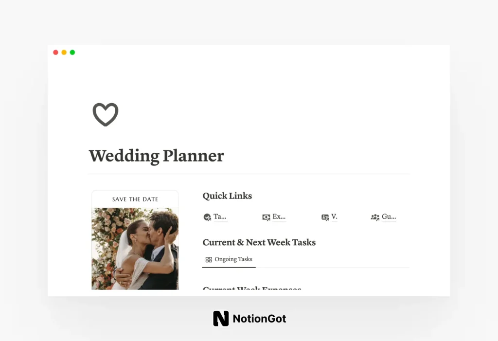 Notion Wedding Planner