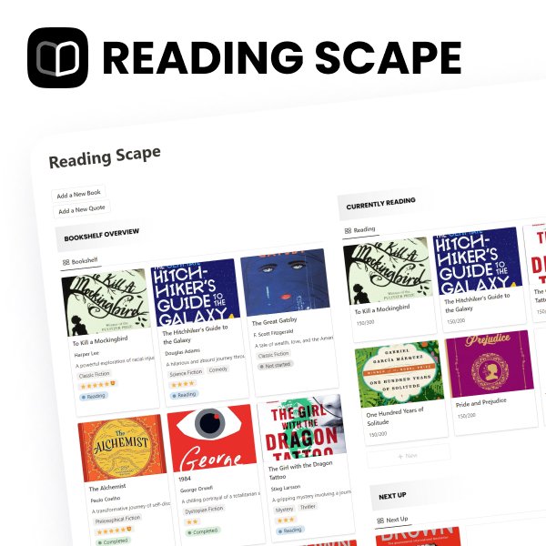ReadingScape - Free Notion Reading List, Reading Habit & Book Tracker Template
