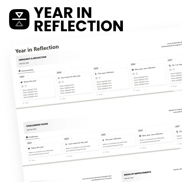 Free Notion Year in Reflection (Yearly Review)
