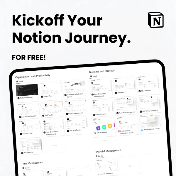 Notion Kickoff Bundle - Free Notion Templates Bundle