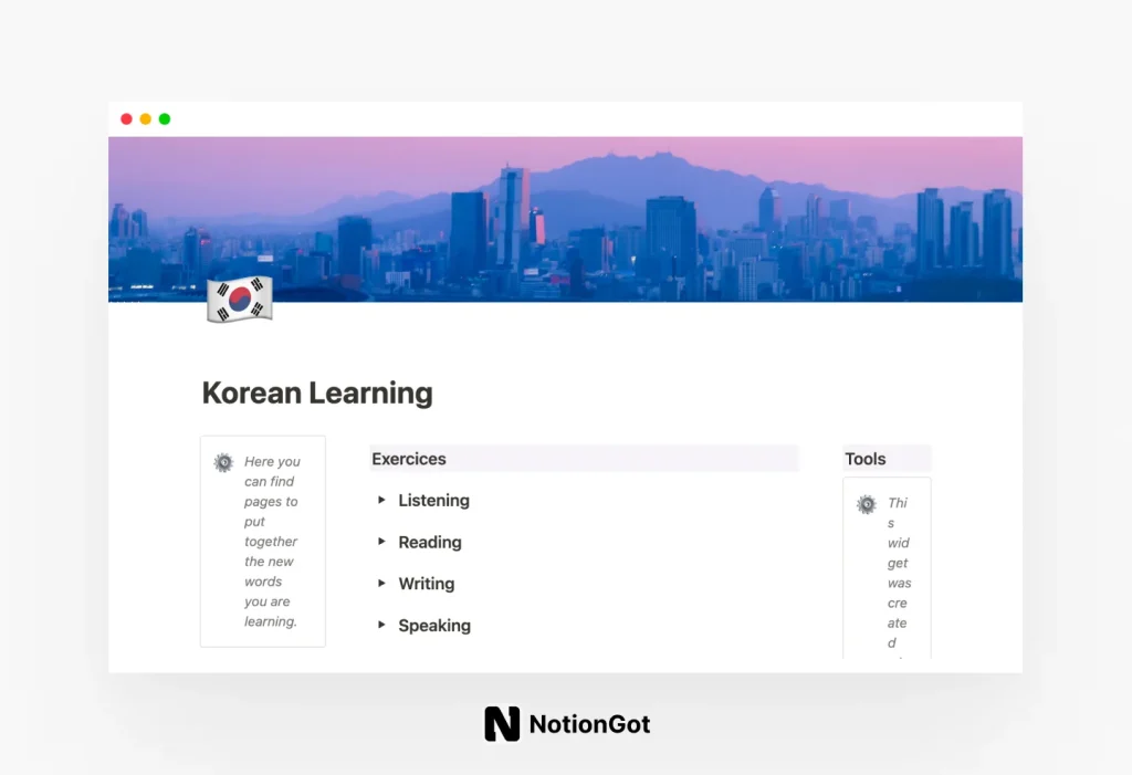 Planner for Remote Korean Learning