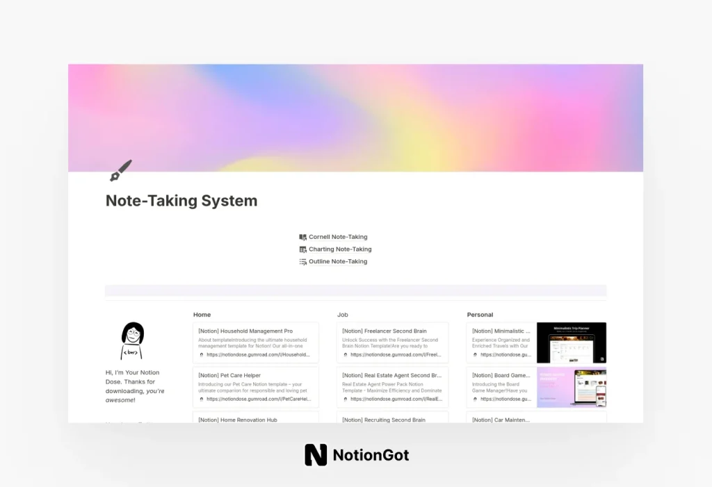 Notion Note-Taking System Template