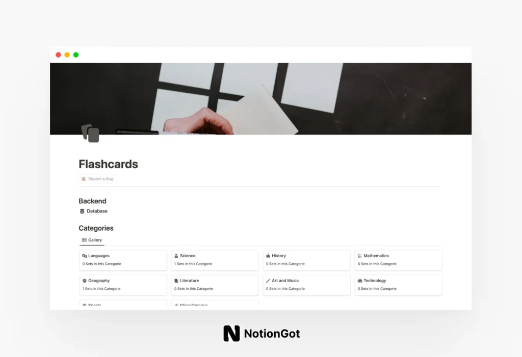 Notion Flashcards Template