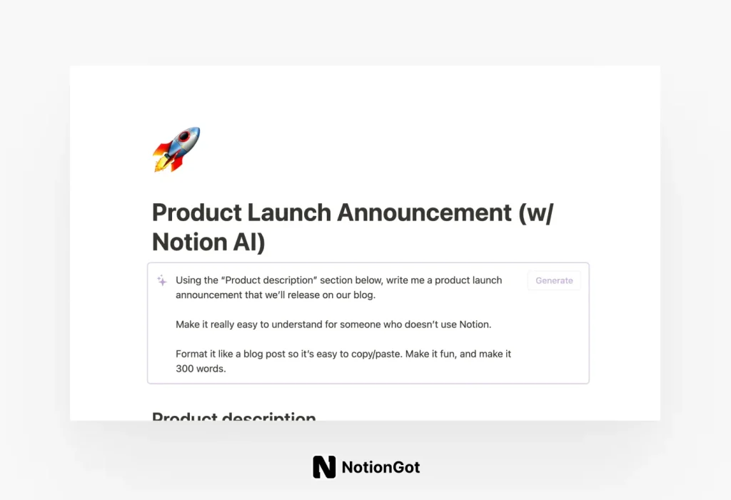 Product Launch Announcement (w/ Notion AI)