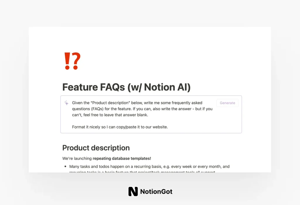 Feature FAQs (w/ Notion AI)