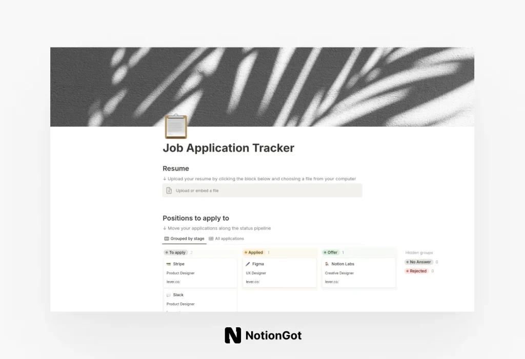 Job Application Tracker (w/ Notion AI)