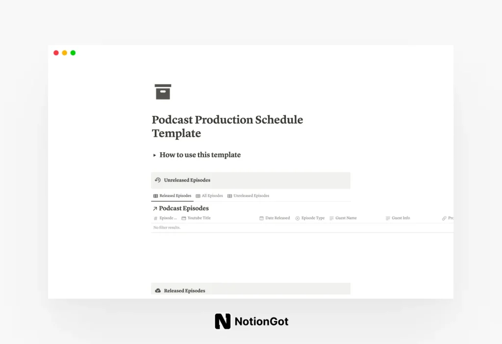 Podcast Production Schedule Template