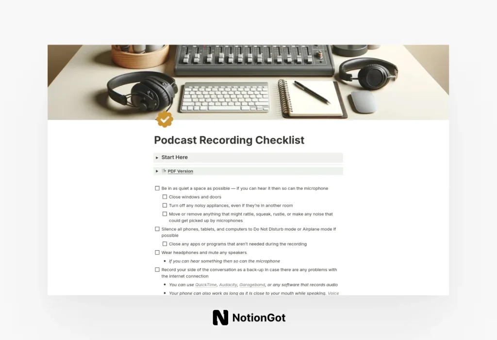 Podcast Recording Checklist
