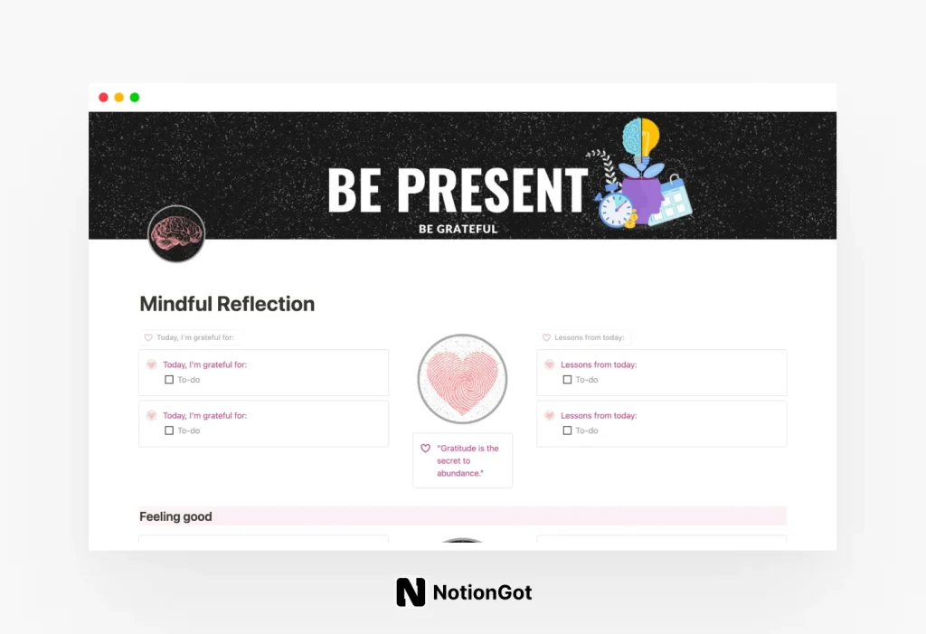 Second Brain Notion Template - Mindful Reflection