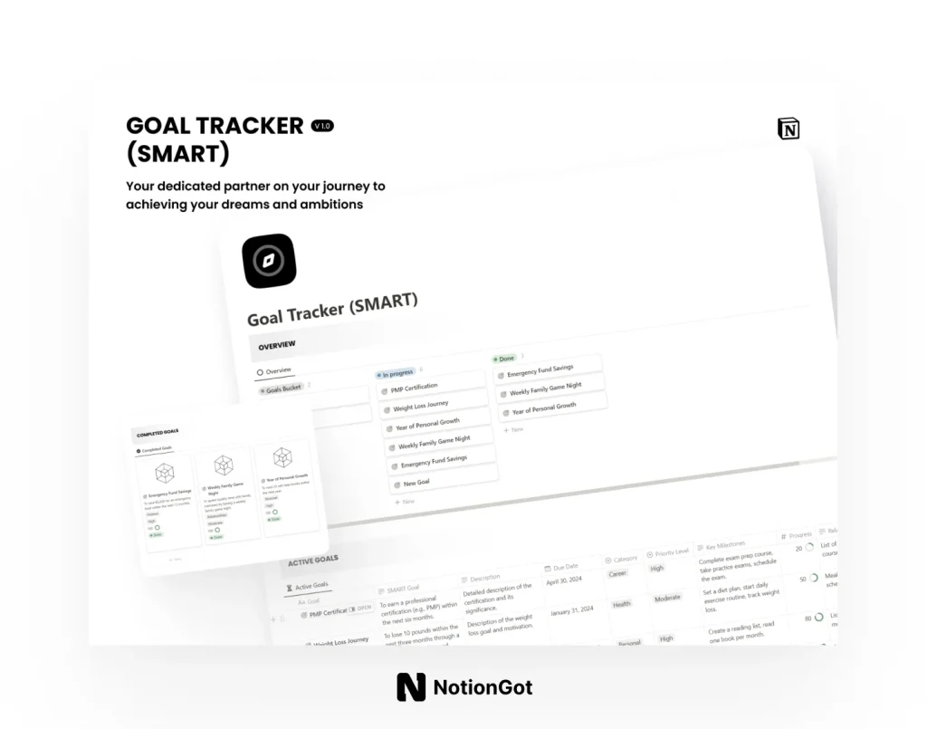 Free Notion SMART Goal Tracker
