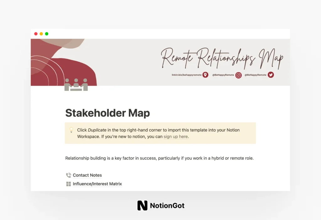 Remote Stakeholders Relationships Map