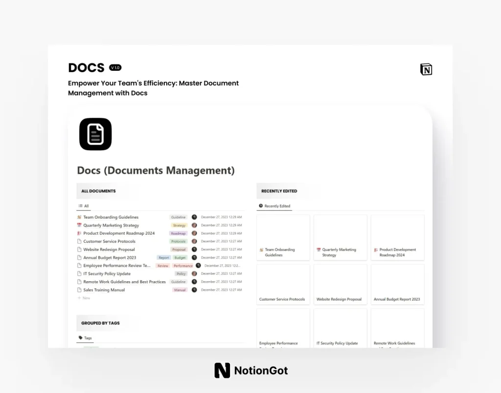 Free Notion Docs (Documents Management)