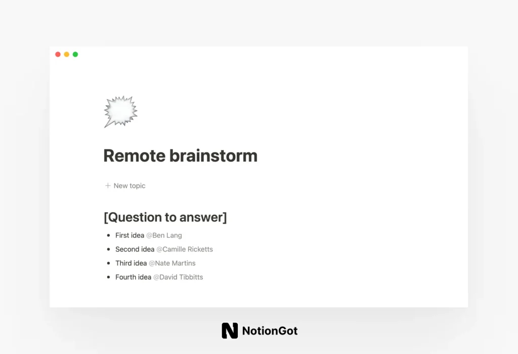 Notion Remote Brainstorm