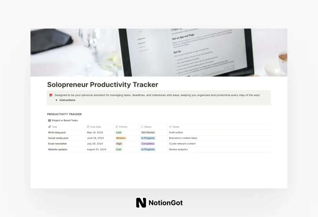 Productivity Tracker for Solopreneurs