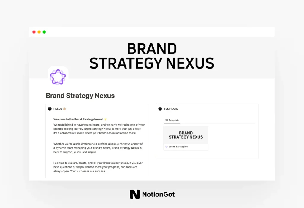 Notion Template for Brand Strategy & Branding