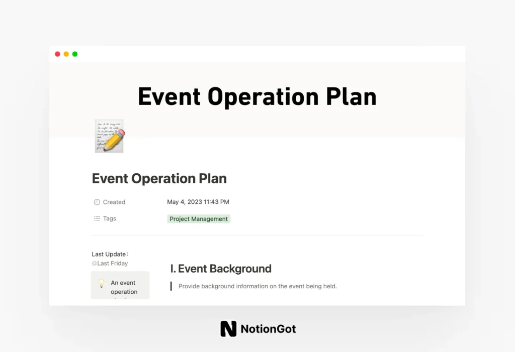 Event Operation Plan
