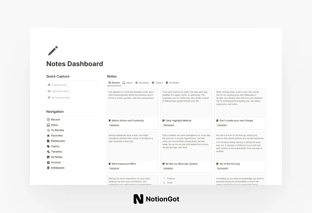 Notes Dashboard