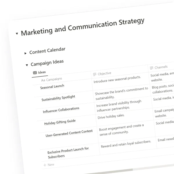 Marketing and Communication Strategy: