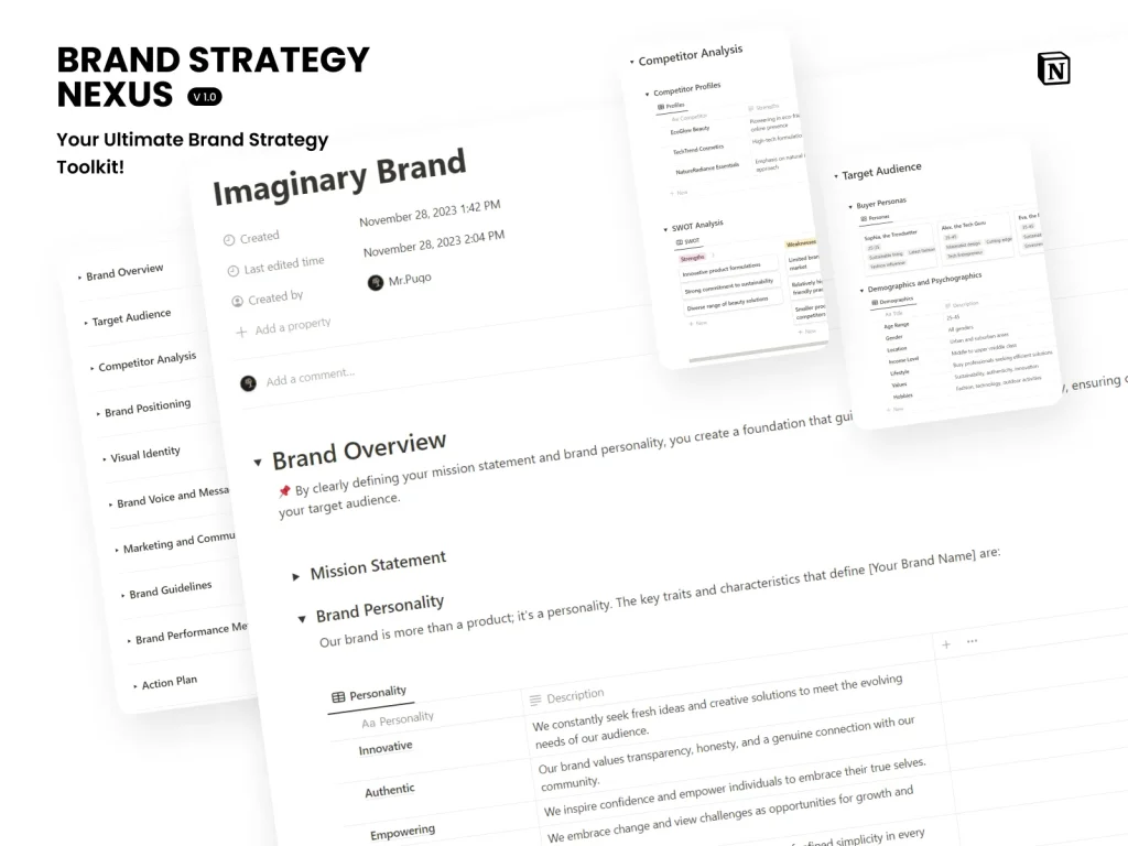 Notion Brand Strategy Template - Your Ultimate Brand Strategy Toolkit!