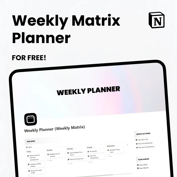 Free Notion Weekly Matrix Planner