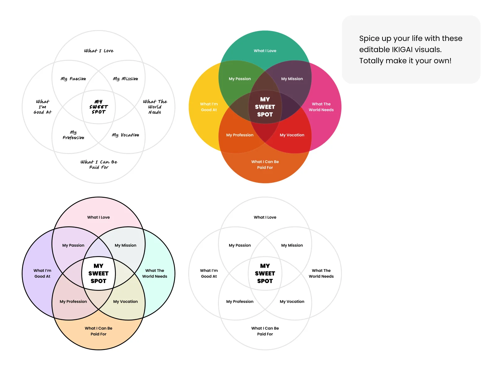 Personalize Your Life Journey with the Customizable IKIGAI Visual Tool