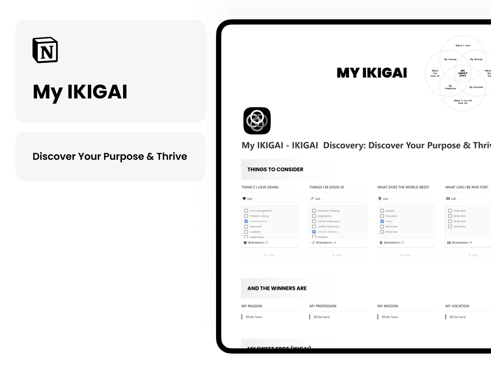 Notion IKIGAI - My IKIGAI Discovery
