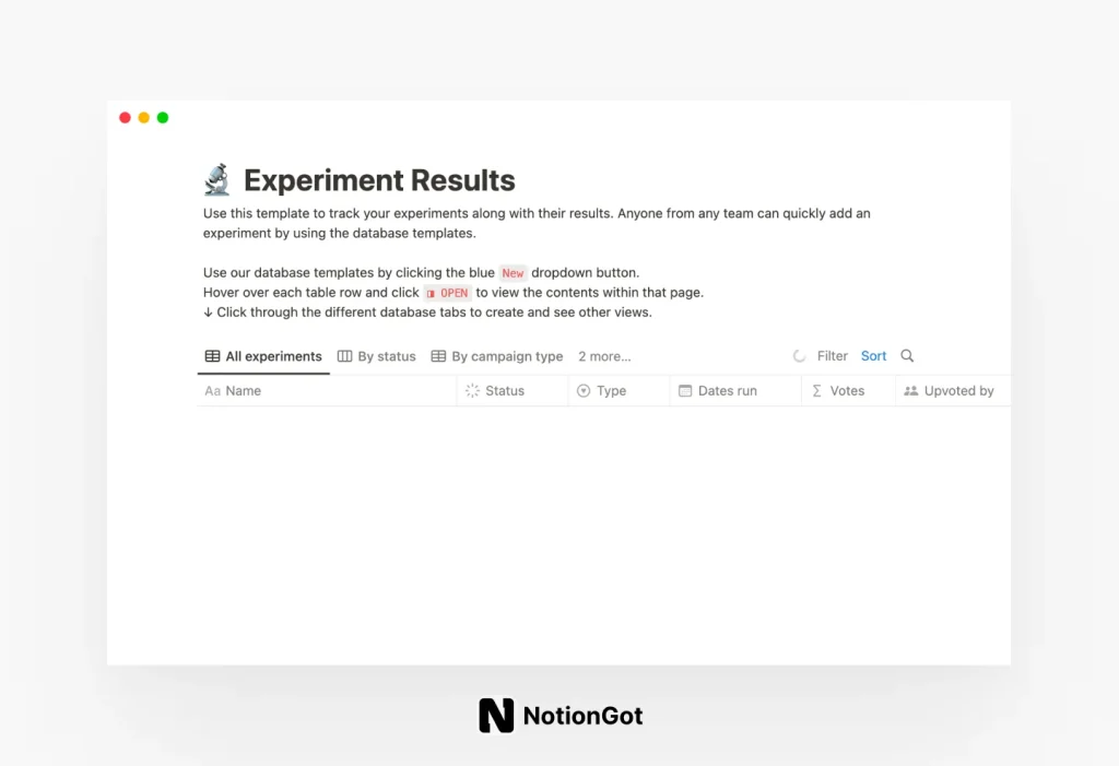 Experiment Results Template