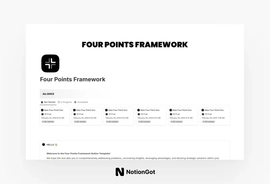 Notion Four Points Framework Template
