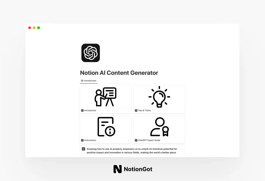 Notion AI Content Generator
