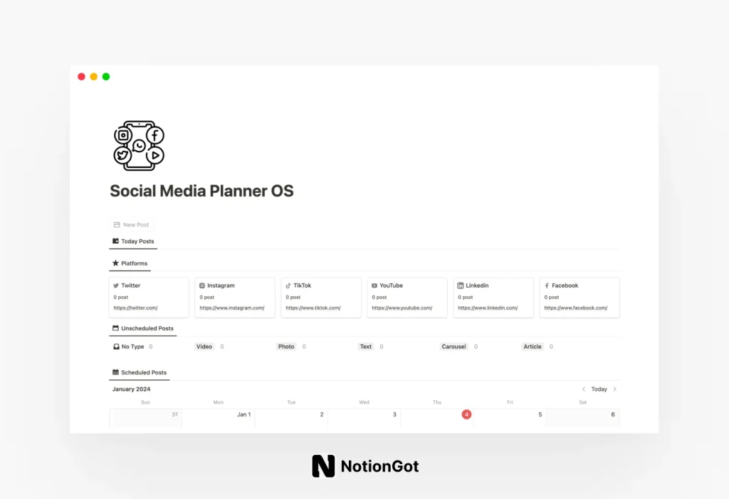 Social Media Planner OS Template