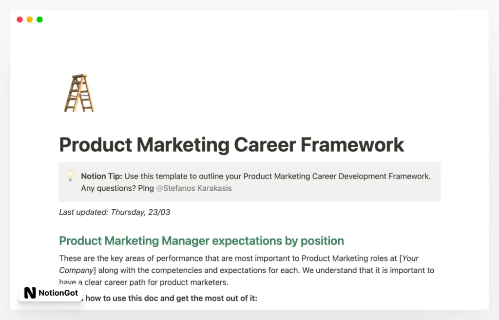 Product Marketing Career Framework