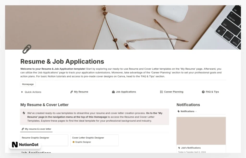 Resume, Job Application Tracker, Career Planning