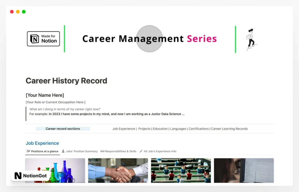 Career History Record Template