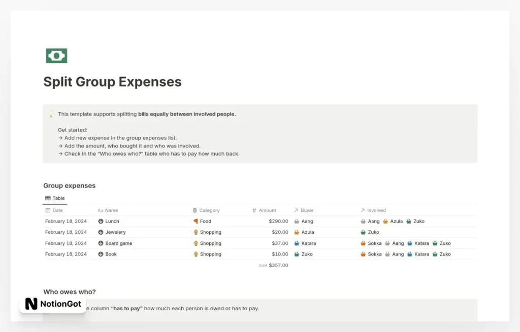 Split Group Expenses