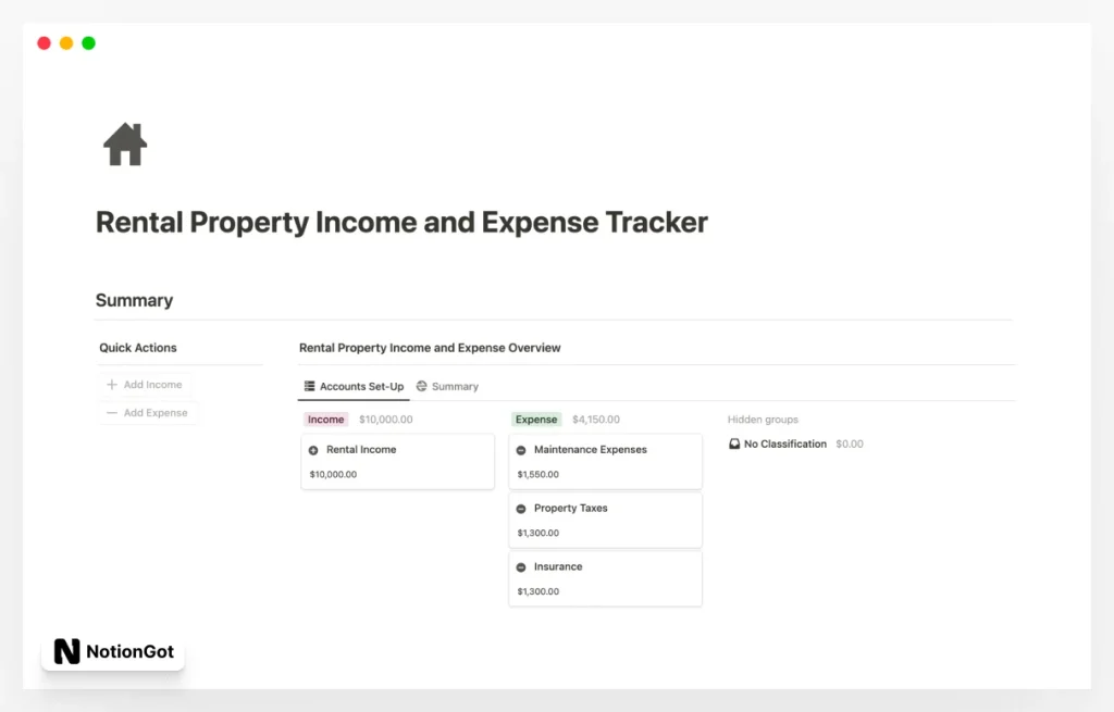 Rental Property Income and Expense Tracker