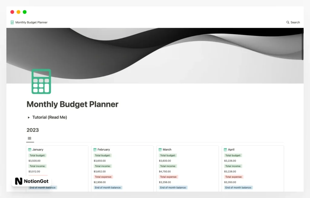 Budget planner with automatic remaining budget