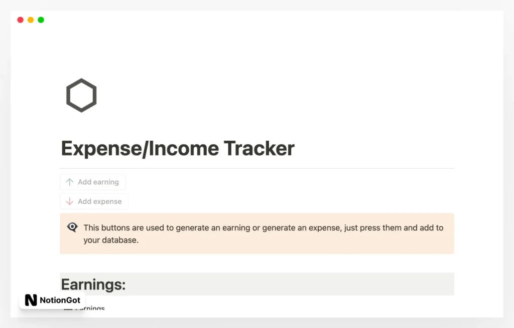 Expense/Income tracker for Notion