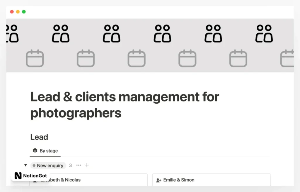 Photography lead & client management