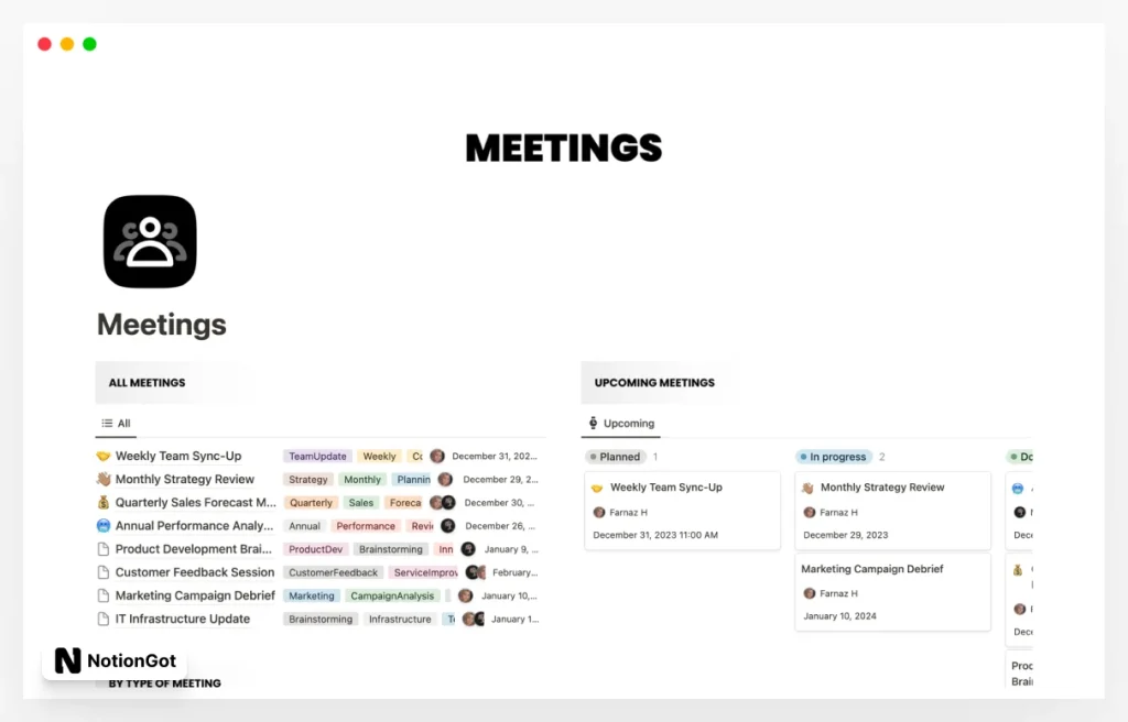 Free Meeting Management Template