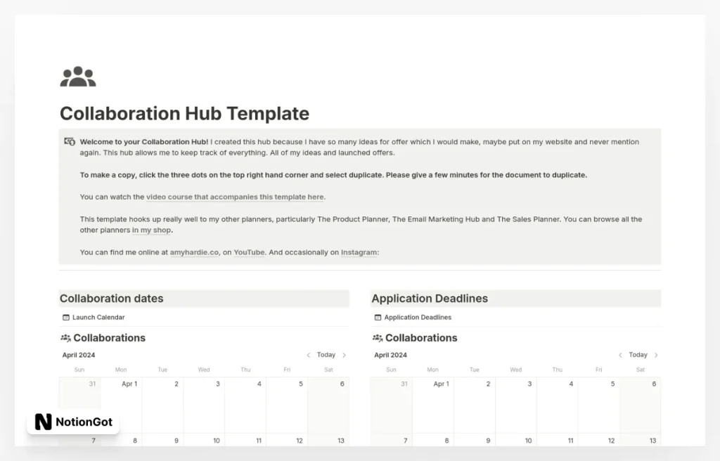 Collaboration Hub Template