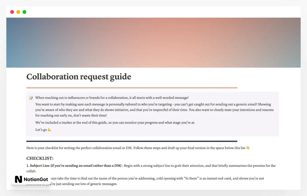 Collaboration Request Guide Template