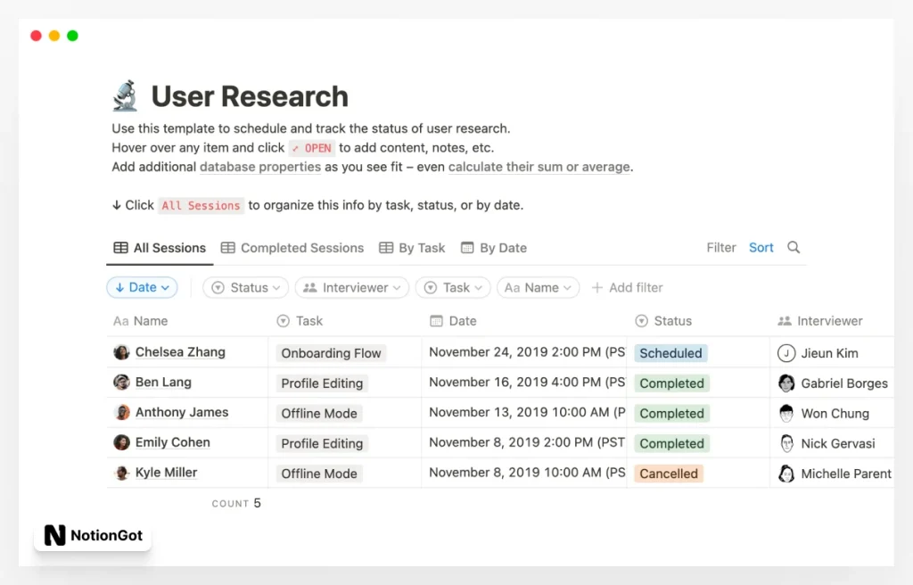 User Research Database