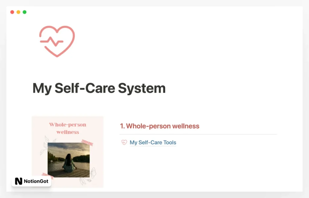 Self-Care System Notion Template