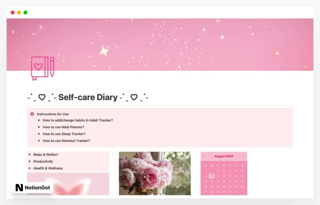 Self-Care Diary Template