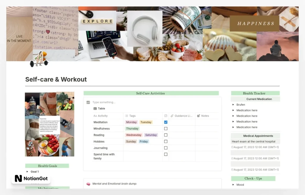 Notion Self-Care Dashboard | ADHD Template
