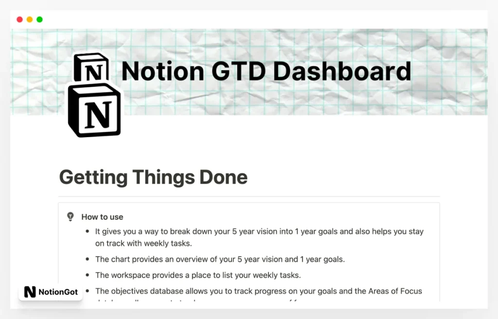 GTD Dashboard Template