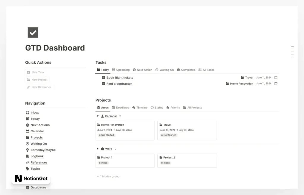 GTD Dashboard Template