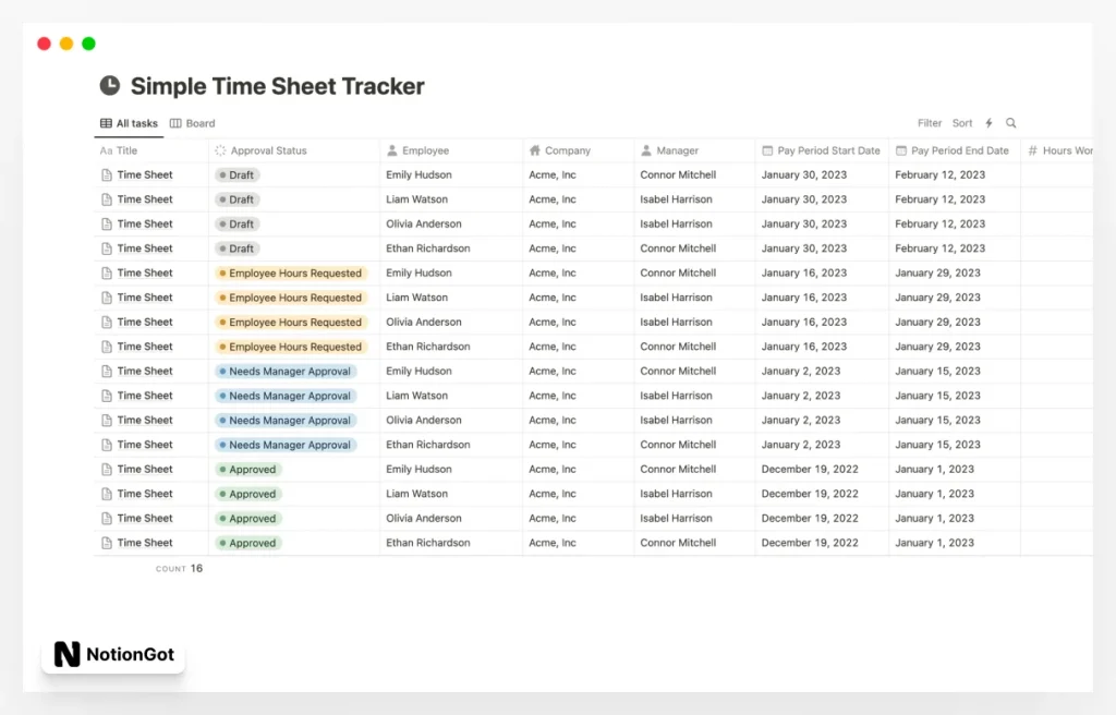 Simple Time Sheet Tracker