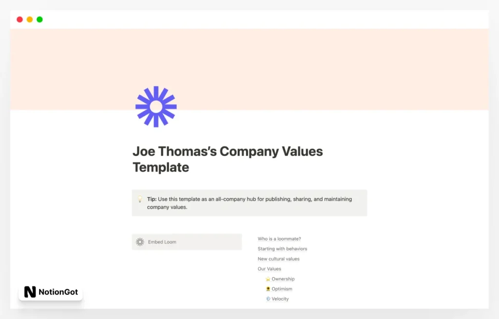 Company Values Hub